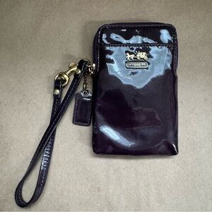 Coach Legacy Purple Patent Leather Universal Card Holder. 3.5” by 5”